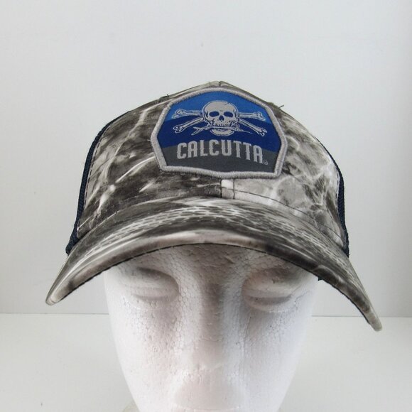 Calcutta Fishing Skull Patch Logo Men's Adjustable Mesh Back Snapback Cap Hat - Picture 2 of 8